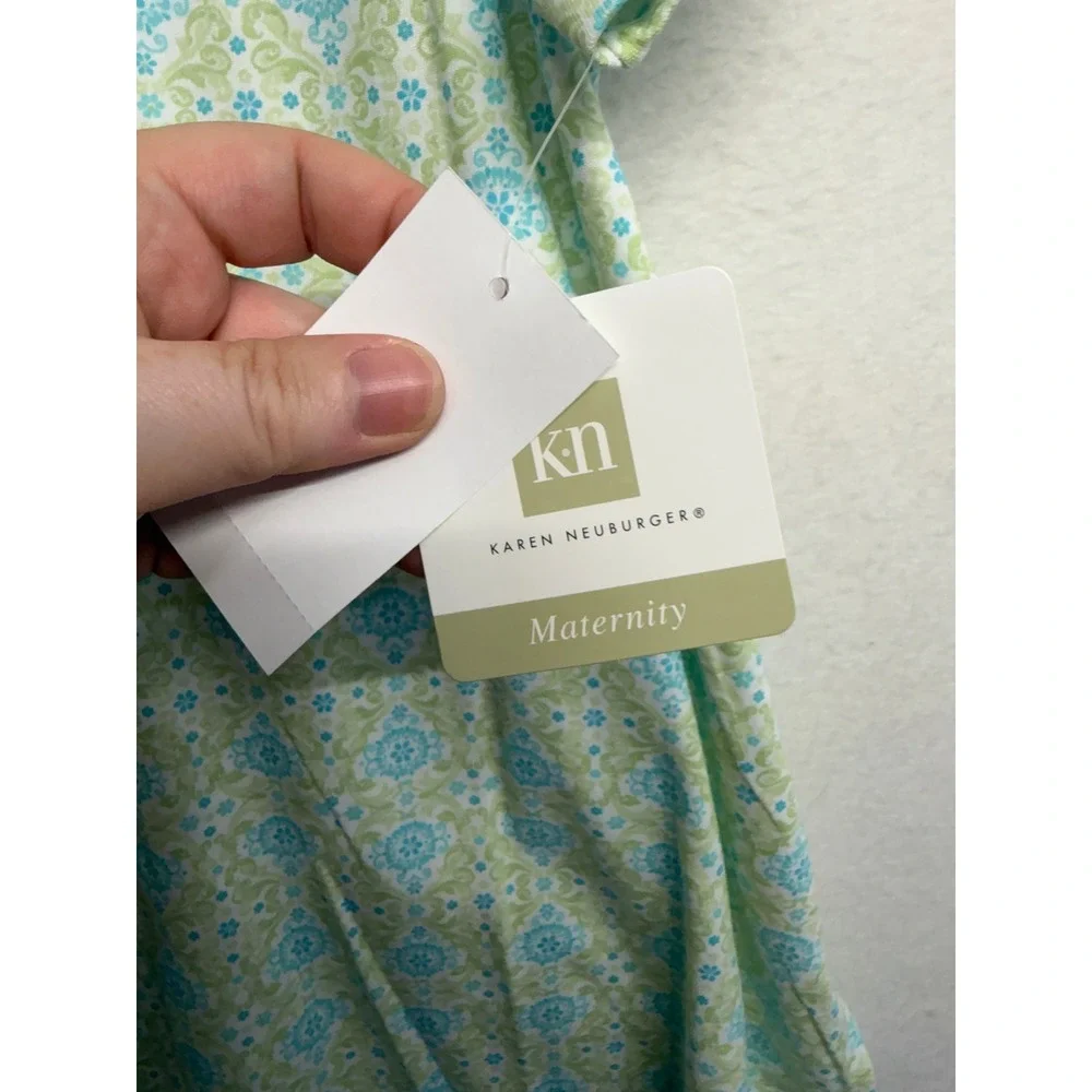 Karen Neuburger Maternity Pajama Set M Blowing in the Wind Blue Green knCool NEW